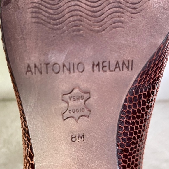 Vintage Antonio Melani Brown Snake Skin Heels, Peep Toe, Size 8 - Picture 7 of 7